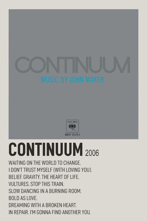 alternative minimalist music album polaroid poster john mayer John Mayer Album, John Mayer Poster, John Mayer Continuum, John Mayer Songs, John Mayer Quotes, John Mayer Lyrics, Album Polaroid Poster, Minimalistic Posters, Album Posters