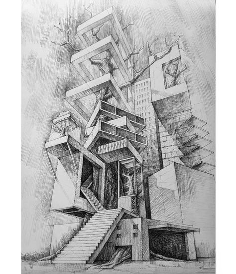 Interior Space Drawing, Draw Like An Architect, Temporary Architecture, Architecture Blueprints, Architectural Sketches, Architect Design House, Architecture Concept Drawings, Perspective Art, Architecture Drawing Art