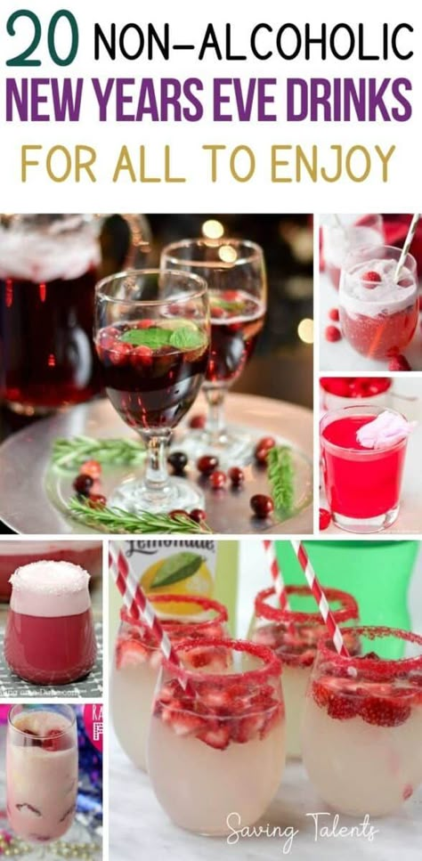 New Years Mixed Drinks, Non Alcoholic Drinks New Years, New Years Eve Drink Ideas, New Years Eve Drink, Strawberry Mocktail Recipe, Nye Drinks, Non Alcoholic Drink Recipes, Punch Recipes For Kids, Sherbet Punch Recipes