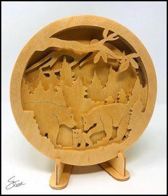 Five Layer Bear Mountain Scroll Saw Pattern. Scroll Saw Projects, Best Scroll Saw, Scroll Saw Blades, Scroll Saw Patterns Free, Scroll Saw Pattern, Intarsia Woodworking, Woodworking Patterns, Bear Mountain, Wood Carving Patterns