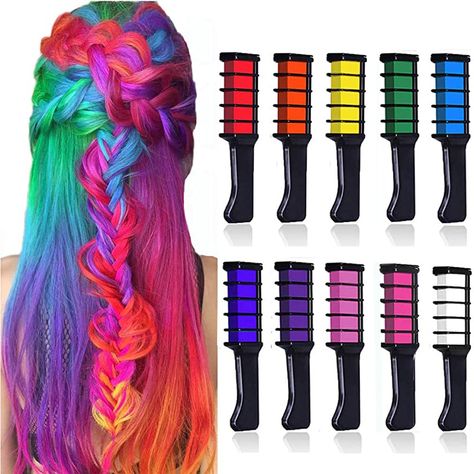 Amazon.com: Maydear Temporary Hair Chalk Comb-Non Toxic Washable Hair Color Comb for Hair Dye-Safe for Kids for Party Cosplay DIY (6 Colors): Beauty Hair Dye For Kids, Washable Hair Dye, Washable Hair Color, Hair Lights, Temporary Hair Dye, Diy Hair Color, Christmas Cosplay, Hair Chalk, Bright Hair Colors