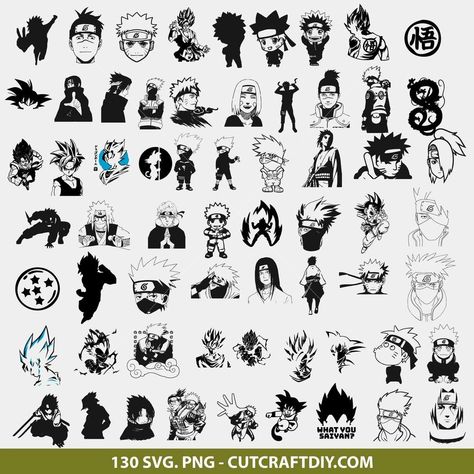 Naruto Svg, Easy Graffiti, Easy Graffiti Drawings, Svg Anime, Nail Art Stencils, Anime Png, Anime Svg, Anime Decals, Htv Projects