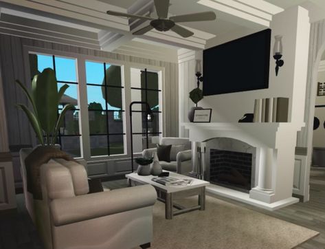 Bloxburg Inside Ideas, Small Bloxburg Living Room, Bloxburg Lounge Ideas, Bloxburg Inside House Ideas, Living Room Designs Bloxburg, Blocksburg Hacks, Roblox Cottage, Bloxburg Realistic, Blocksburg House