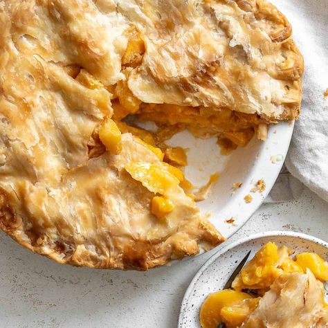 Peach Pie With Canned Peaches, Chicken Bryan Recipe, Peach Pie Recipes Easy, Canned Peach Pie, Best Peach Pie Recipe, Easy Peach Pie, Peach Mango Pie, Peach Pie Recipe, Vegan Pies Recipes