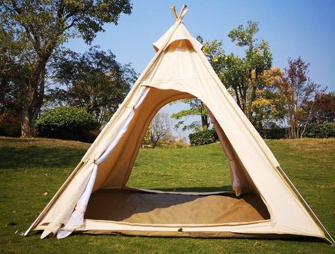 Latourreg 2 Person Outdoor Camping of 2M Canvas Camping Pyramid Tent Large Adult Teepee Pagoda Tent Outdoor Sleepover, Pyramid Tent, Canvas Teepee Tent, Wall Stove, Canvas Bell Tent, Yurt Tent, Indoor Camping, Tent Material, Best Tents For Camping