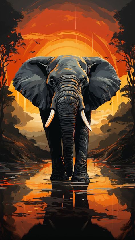 Paint By Number For Adults, Canvas Easy, An Elephant, Paint By Numbers, Paint By Number, Elephant, Trees, Sun, Paint