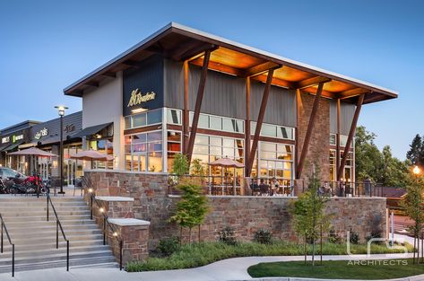 Shopping Center Architecture, Restaurant Exterior Design, Store Architecture, Plaza Design, Retail Facade, Retail Architecture, Outdoor Restaurant Design, Restaurant Exterior, Facade Architecture Design