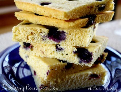 Blueberry Corn Toasties Corn Toasties, Breakfast Items, Breakfast Breads, I Made It, Rice Krispie Treat, Recipe Of The Day, Good Eats, Yummy Treats, Baked Goods