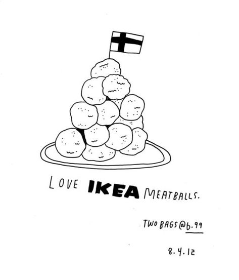 Meatball Drawing, Ikea Meatballs, My 40th Birthday, Phone Logo, Cute Food Art, Pet Style, Illustrator Artist, Daily Drawing, Black And White Pictures