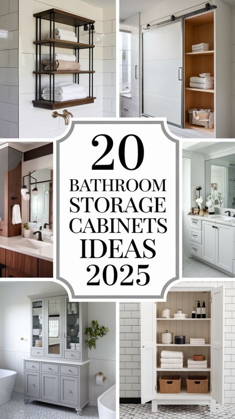 Bathroom Storage Cabinets ideas 2025 offer creative ways to store essentials with bathroom cabinets storage under sink organizing ideas. Whether you prefer wall mount, freestanding, or built-in cabinets, choose from wood, antique, and modern styles. Add open shelves or a tall slim unit for extra storage. Bathroom Cabinets Storage Under Sink, Slim Cabinets, Small Space Cabinet, Bathroom Storage Ideas For Small Spaces, Bathroom Cabinets Storage, Storage Under Sink, Bathroom Storage Cabinets, Storage For Small Spaces, Low Storage