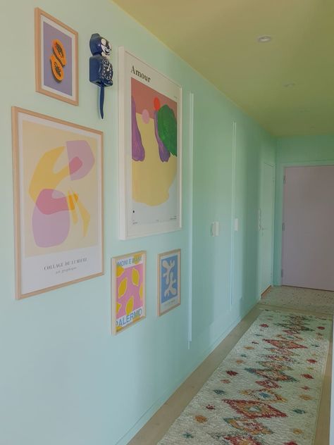 Danish Pastel Hallway, Mint Green Hallway, Teal Hallway, Pastel Hallway, Colourful Hallway, Small Penthouse, Mint Green Room, Mint Green Bedroom, Elephant Basket