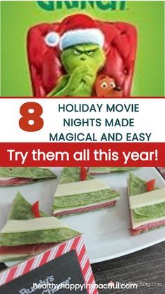 Elf Movie Night Dinner Ideas, Christmas Movie Party Ideas Kids, Santa Claus Movie Night Food, Christmas Movies With Dinner, Christmas Movie Date Night Ideas, Nightmare Before Christmas Movie Night Food, Holiday Movie Night Ideas, Christmas Movie Night Themes, Kids Christmas Movie Night Ideas