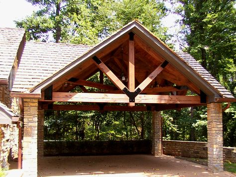 Timber framed carport Carport Addition, Carport Ideas, Covered Parking, White Pergola, Carport Plans, Porch Sitting, Carport Garage, Carport Designs, Log Home Decorating