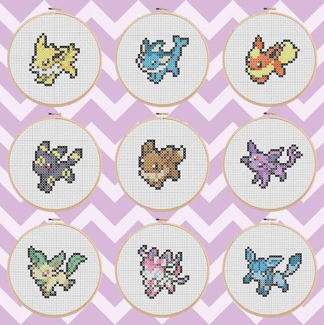 Mini Cross Stitch Patterns Miniatures, Kitten Cross Stitch, Bead Pokemon, C2c Graphgan, Pokemon Crafts, Geeky Cross Stitch Patterns, Pixel Pokemon, Pokemon Cross Stitch Patterns, Pokemon Cross Stitch