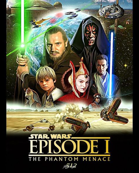 Jason Benullo on Instagram: “My movie poster for Star Wars Episode I: The Phantom Menace! This poster kicks off my plan to make a poster for all nine core @starwars…” Star Wars Sequel Trilogy, Anakin Vader, Star Wars Watch, San Quentin, Episode Vii, Phantom Menace, Revenge Of The Sith, Star Trek Star Wars, Star Wars Trilogy