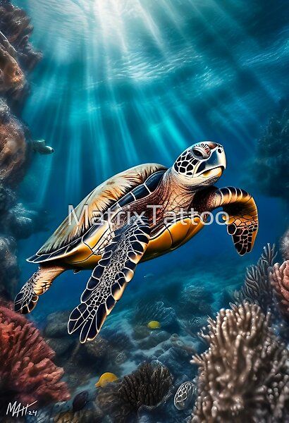 Sea Turtle  by MatrixTattoo | Redbubble Sea Turtle Aesthetic, Sea Turtle Images, Turtle Images, Sea Turtle Art, Turtle Art, Sea Turtle, Styl Vintage, Cool Artwork, Art