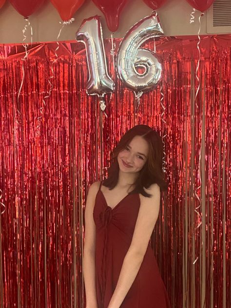 16 Birthday Party Ideas Red, Sweet 16 Party Ideas Themes Red, Red Theme Birthday Photoshoot, 18th Birthday Red Theme, Red 16th Birthday Party, Birthday Party Decorations Red, Red Sweet 16 Theme, Dark Red Birthday Decorations, 21st Birthday Red Theme