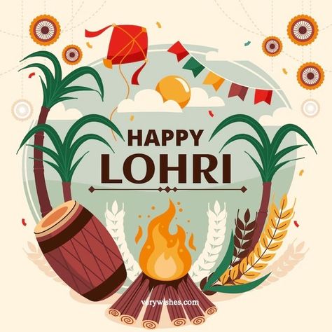 Happy Lohri Wishes Quotes - Lohri, a festival deeply rooted in Punjabi culture, marks the end of winter and the arrival of longer days. Celebrated with great Happy Lohri Wishes, Lohri Wishes, Happy Lohri, End Of Winter, Festival Celebration, Wish Quotes, Harvest Season, Flat Illustration, The Festival