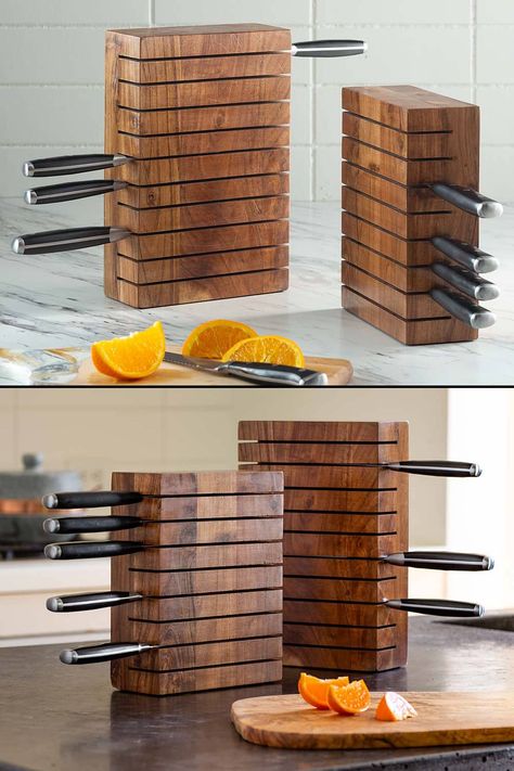 Live Edge Knife Block, Unique Knife Block, Knife Holder Wood, Knife Block Diy, Wooden Knife Holder, Wood Kitchen Accessories, Unique Wood Furniture, Kitchen Knife Storage, Wooden Kitchen Accessories