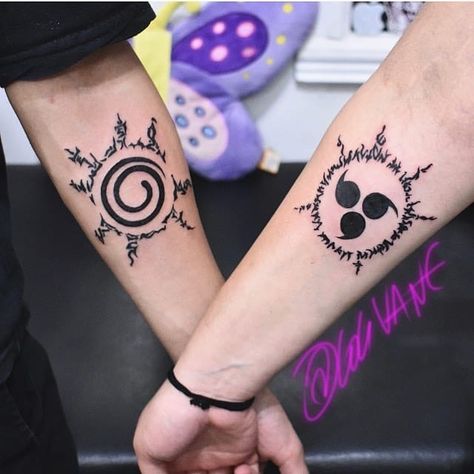 Naruto Tattoo Ideas, Tattoo Ideas For Couples, Mens Body Tattoos, Partner Tattoos, Maching Tattoos, Mangas Tattoo, Brother Tattoos, Couple Tattoos Unique, Manga Tattoo