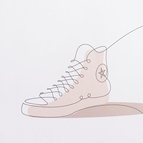 Every week we'll be posting one of our one line sneakers drawings or making of videos + answering your questions about our creative process. Here is a first one ! The timeless Converse's Chuck Taylor All-Star which remained largely unchanged since 1917. Technically, we were very amused to learn that the shoe is not classified as a sneaker but as a slipper (because there is fabric on the bottom of the sole). Ha !  #oneline #illustration #sneakers #design #converse #allstar #continuousline Girls Sneakers Outfit, Sneakers Illustration, Sneakers Drawing, Sneakers Outfit Summer, Art Appliqué, Sneakers Street Style, Desenho Tattoo, Trendy Sneakers, New Sneakers