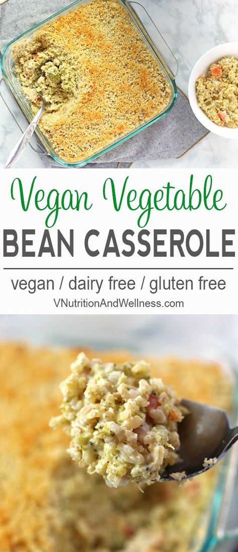 Vegetable Bean Casserole | This Vegetable Bean Casserole is creamy and delicious. Filled with brown rice, broccoli, carrots, and celery, you'll love this tasty meal. vegan casserole recipe, vegan bean casserole, gluten-free, dairy-free via /VNutritionist/ Casserole Vegetable, Vegan Casserole Recipes, Almond Breakfast, Healthy Vegan Dessert, Vegan Bean, Rice Broccoli, Carrots And Celery, Healthy Beans, Vegan Casserole