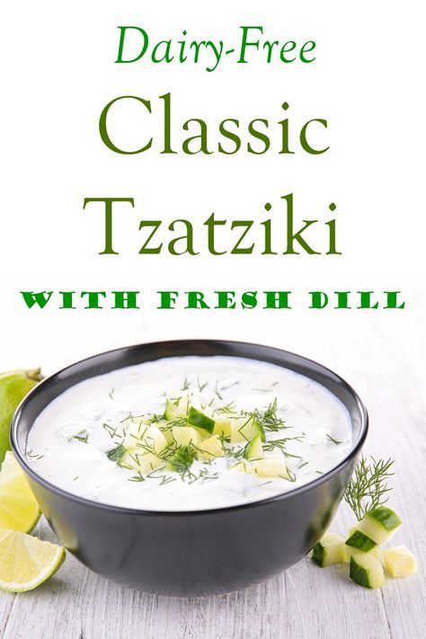 Dairy Free Tzatziki, Recipe With Dill, Greek Sauce, Tzatziki Recipe, Dill Recipes, Probiotic Yogurt, Tzatziki Recipes, Sandwiches Wraps, Vegan Chef