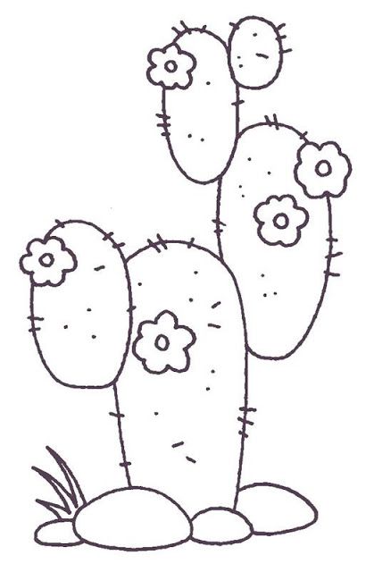 Cactus Outline, Desert Pictures, Cactus Craft, Cactus Drawing, Cactus Diy, Cactus Art, Pola Sulam, Applique Patterns, Coloring Pictures