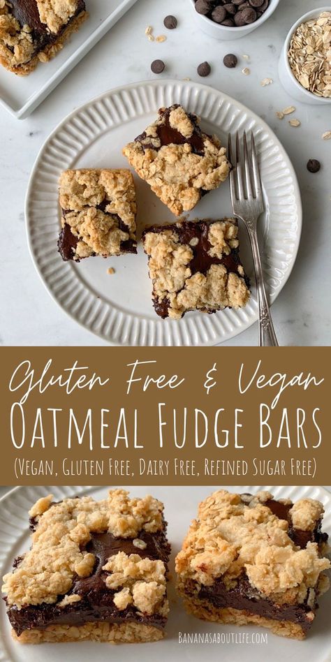 Gluten Free Dairy Free Recipes Dessert, Oatmeal Fudge, Gluten Free Dairy Free Recipes Dinner, Oatmeal Crust, Oatmeal Fudge Bars, Sugar Free Oatmeal, Refined Sugar Free Desserts, Bars Gluten Free, Dairy Free Recipes Dessert