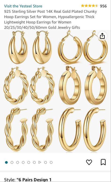 Gold hoops 
Chunky gold hoops 
Y2K
Black girl 
Spring looks 
Spring outfit accessories 
Hoops 
Chunky hoops 
Sensitive skin earrings Jewelry Combo, Amazon Outfits, Chunky Gold Hoop Earrings, Amazon Jewelry, Best Amazon Buys, Gold Jewelry Gift, Amazon Wishlist, Indie Jewelry, Best Amazon Products