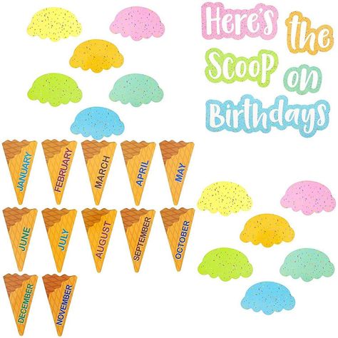 Ice Cream Happy Birthday, Birthday Cutouts, Birthday Board Classroom, Class Birthdays, Birthday Bulletin Boards, Birthday Bulletin, Infant Classroom, Student Birthdays, Classroom Birthday