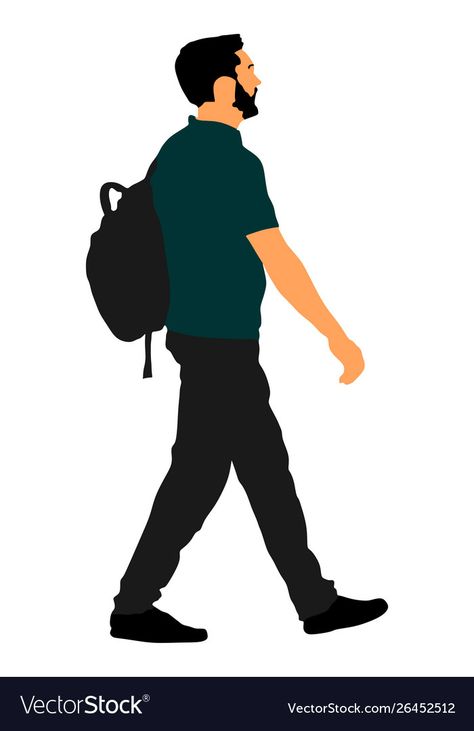 Man Walking Illustration, Backpack Vector, Boy Walking, Walking Man, Shoes Illustration, Man Illustration, Man Standing, Png Images, Passenger