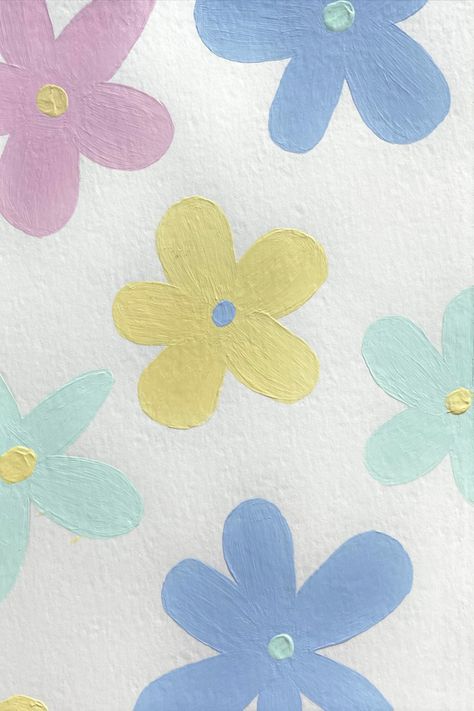 Painting Ideas With Pastel Colors, Cute Painted Flowers Simple, Cute Murals Wall Art Easy, Pastel Easy Painting, Cute Pastel Paintings Easy, Canvas Painting Ideas For Beginners Cute, Cute Simple Flower Paintings, Painting Patterns Canvas, Poster Diy Handmade