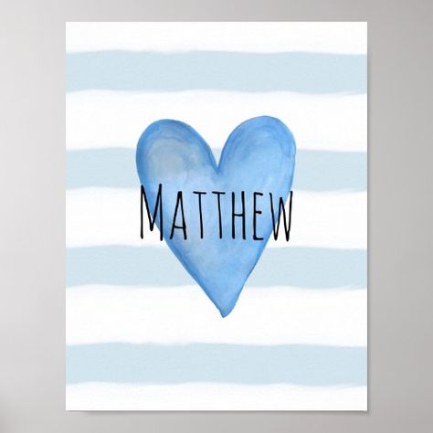 $10.15 | You are Loved Blue Heart Baby Boy's Nursery Poster #babynursery #name #typography #watercolor #heart #love #whimsical #babyboy #boy #blue Name Typography, Baby Room Paintings, Whimsical Animals, Baby Canvas, Nursery Art Boy, Baby Painting, Nursery Paintings, Simple Canvas Paintings, Cute Canvas Paintings