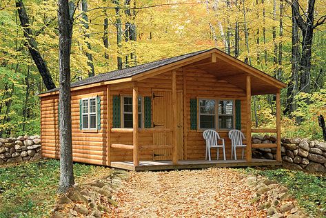 Guest house Prefab Log Cabins, Modular Log Homes, Amish Cabins, Amish House, Log Cabin Designs, Cabin Tiny House, Log Cabin Kits, Cabin Floor, Cabin Floor Plans