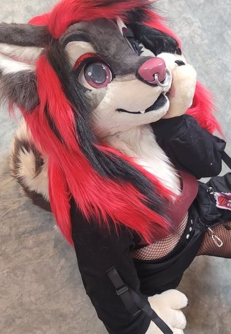 Wolf Fur Suit, Fursuit With Hair, Big Cat Fursuit, Emo Fursuit, Fursuit Hair, Possum Fursuit, Cute Fursuits, Female Fursuit, Cat Fursuit