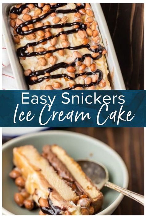 Easy Ice Cream Cake Recipe, Snickers Ice Cream Cake, Ice Cream Caramel, Snickers Ice Cream, Easy Ice Cream Cake, Chocolate Brownie Cake, Easiest Recipes, Cream Cake Recipe, Easy Gluten Free Desserts