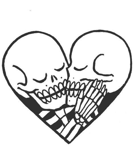 #kiss #skeleton #heart #art Skeleton Heart, Arte Doodle, Graffiti Tattoo, Just Wait, Tattoo Flash Art, Mini Drawings, Flash Art, Tattoo Stencils, Mini Tattoos