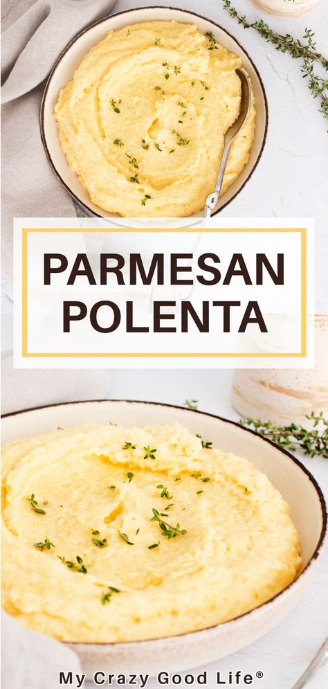 Italian Polenta, Instant Polenta, Parmesan Polenta, Cornmeal Recipes, Cheese Polenta, How To Cook Polenta, Polenta Recipes, Healthy Side Dish, Parmesan Recipes