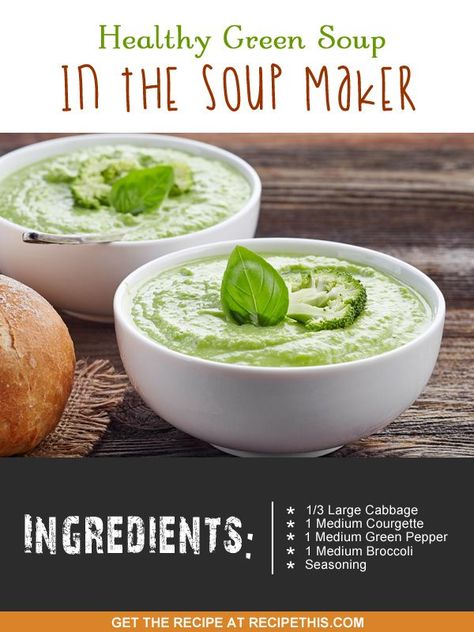 Soup Maker Recipes | healthy green soup in the #soupmaker via our website RecipeThis.com Soup Maker Recipes, Creamy Broccoli Soup, Broccoli Soup Recipes, Green Soup, Soup Maker, Detox Soup, The Soup, Healthy Soup Recipes, Healthy Soup