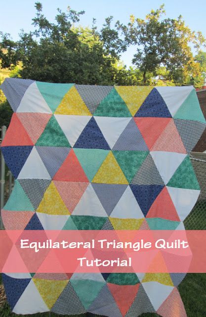 Equilateral Triangle Quilt. No template required. Finished quilt is a crib size, 40" by 60". Equilateral Triangle Quilt, Triangle Quilt Tutorials, Equilateral Triangle, Triangle Quilt Pattern, Half Square Triangle Quilts, Date Photo, Free Motion Quilt Designs, Quilting Templates, Quilt Tutorial