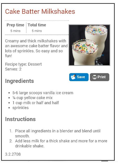 Cake Batter Milkshake Recipe, Birthday Cake Milkshake Recipe, Cake Batter Ice Cream Recipe, Cake Batter Protein Shake, Cake Batter Milkshake, Cake Batter Smoothie, Cake Batter Shake, Birthday Cake Milkshake, Low Sugar Cakes