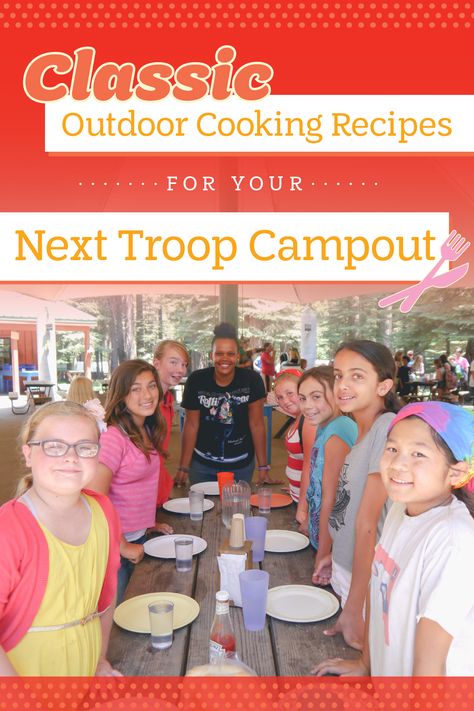 Girl Scout Camping Ideas, Girl Scout Camp, Girl Scout Camping Meals, Girl Scout Camping Activities, Primitive Camper Cadette Badge, Girl Scout Brownie Meeting Ideas, Brownie Camping Badges, Scout Camping Activities, Girl Scout Brownies Meetings