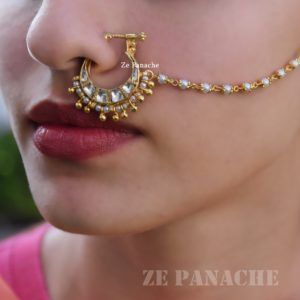 Nath Designs Gold Rajputi, Manga Tikka, Noise Ring, Spandana Palli, Nose Ring With Chain, Nose Jewels, Nose Chain, Bridal Nose Ring, Jewelry Necklace Simple