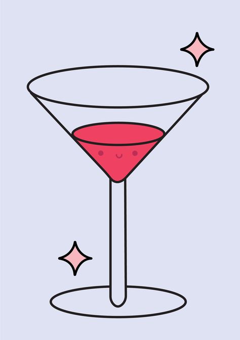 Stickers Tini, Cocktail Tattoo, Strawberry Martini, Umbrella Tattoo, Tattoos Ideas, Cocktail Glass, Tattoo Inspo, Martini Glass, Cute Illustration