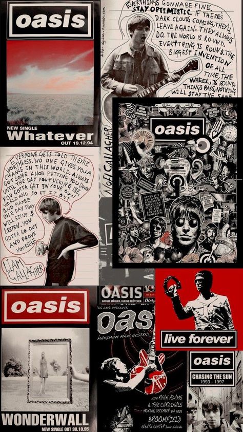 Oasis Aesthetic Wallpaper, Oasis Wallpaper Iphone, Oasis Wallpaper, Oasis Band, Rock N Roll Art, Rock Band Posters, Music Collage, Band Wallpapers, Japon Illustration