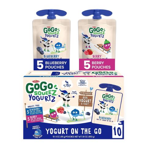 GoGo Squeez Yogurtz 15% off Kids Yogurt, Classroom Snacks, Gogo Squeez, Yogurt Snacks, Portable Snacks, Low Fat Yogurt, Fruit Cups, Strawberry Puree, Gluten Free Snacks