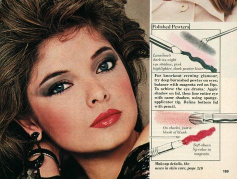 How to get hot eighties hair & makeup (1982) - Click Americana 1980s Makeup Tutorial, 80s Prom Makeup, 1980’s Makeup, 80s Bachelorette, Eighties Aesthetic, Eighties Hair, 80s Eye Makeup, Makeup Moodboard, 80s Hair And Makeup