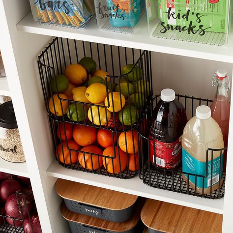 Food Storage Pantry, Produce Bin, Stacking Basket, Stacking Bins, Pantry Organization Ideas, Storage Pantry, Stackable Bins, Pantry Organizers, Pantry Shelving