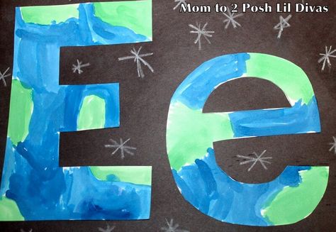 E Is For Earth, Letter E Activities, Letter E Craft, Abc Crafts, Alphabet Letter Crafts, Earth Craft, Recycled Crafts Kids, Earth Day Crafts, Abc Activities